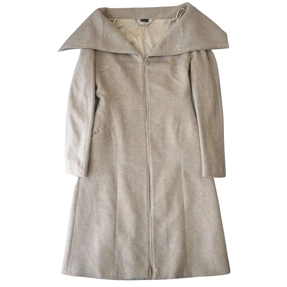Alexander McQueen Oatmeal Cashmere Open Coat Size 44 / Approx. Medium
